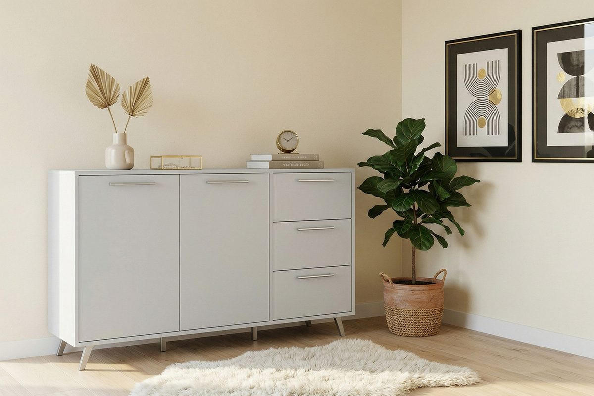 KOMMODE LABOO 140/86/41 cm in Weiß - Weiß, Holzwerkstoff (140/86/41cm) - Deine Möbel 24