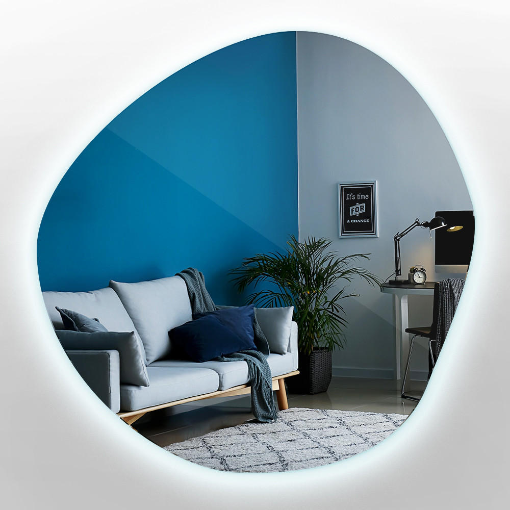 SPIEGEL 95,7 x 96,6 cm Asymmetrisch Neutralweiß 4000K - Blaugrau, Glas (95.7/96.6/0.4cm) - TULUP