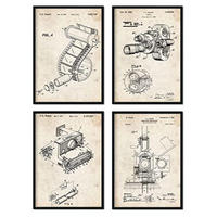 POSTER Set mit 4 Musikinstrument Patent A4 Schwarzer Rahmen - Schwarz, Papier (29.7/3cm) - Nacnic
