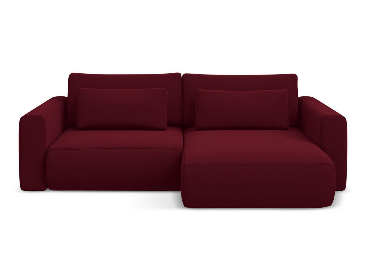ECKSOFA mit Schlaffunktion Samt Stoff Rot - Bordeaux/Rot, Kunststoff/Textil (240/149cm) - Makamii