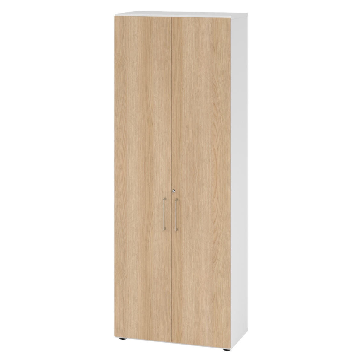 AKTENSCHRANK - 6 Ordnerhöhen 42/80/215,6 cm in Weiß/Eichefarben - Eichefarben/Weiß, Holzwerkstoff (80/215.6/42cm) - bümö