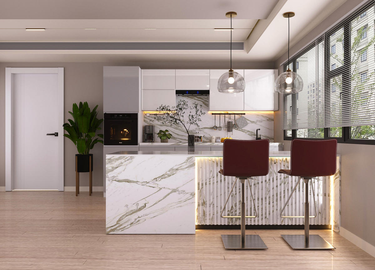 KÜCHENZEILE 300 cm Glanzia – KU-S01 – Grau / Weiß - Weiß Hochglanz/Grau, Holz/Holzwerkstoff (300/212/58cm)