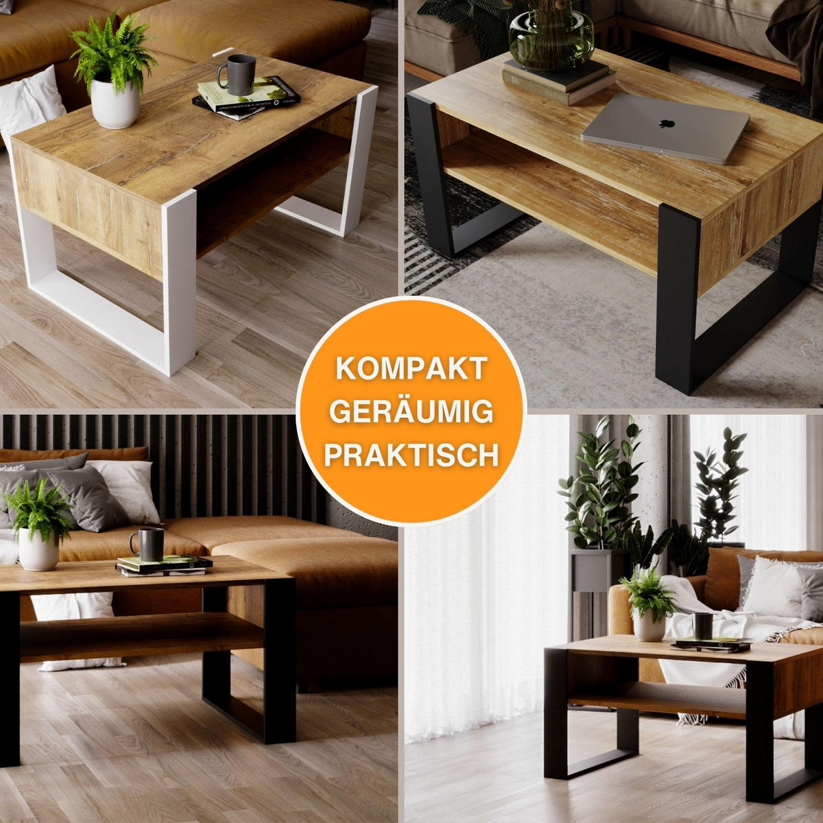 COUCHTISCH Holzwerkstoff rechteckig stabil Nussbaumfarben 45/53,6/92cm - Nussbaumfarben/Schwarz, Holzwerkstoff (53.6/92/45cm) - CraftPAK