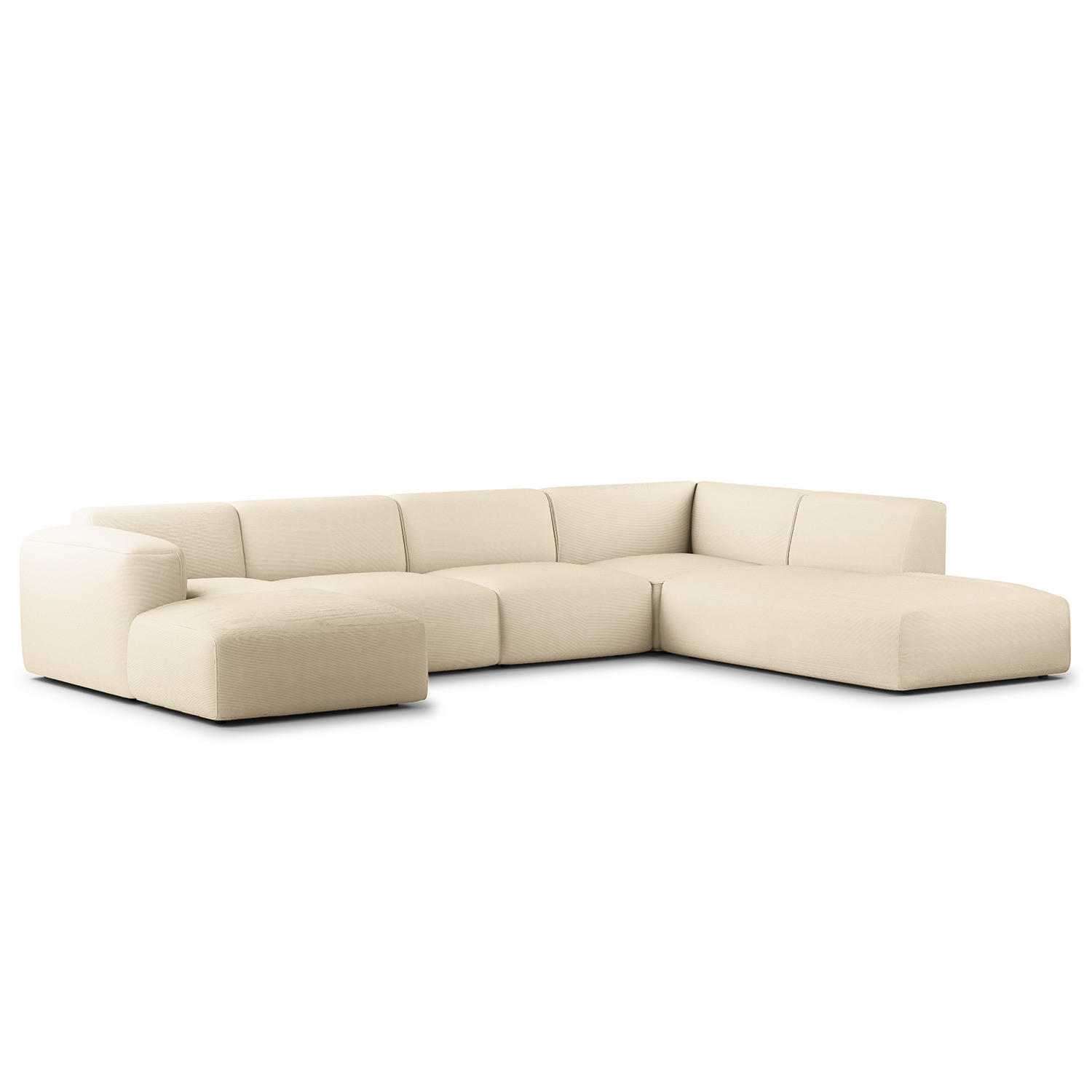 WOHNLANDSCHAFT mit Longchair - Beige/Schwarz, Kunststoff/Textil (325/71/235cm) - home24