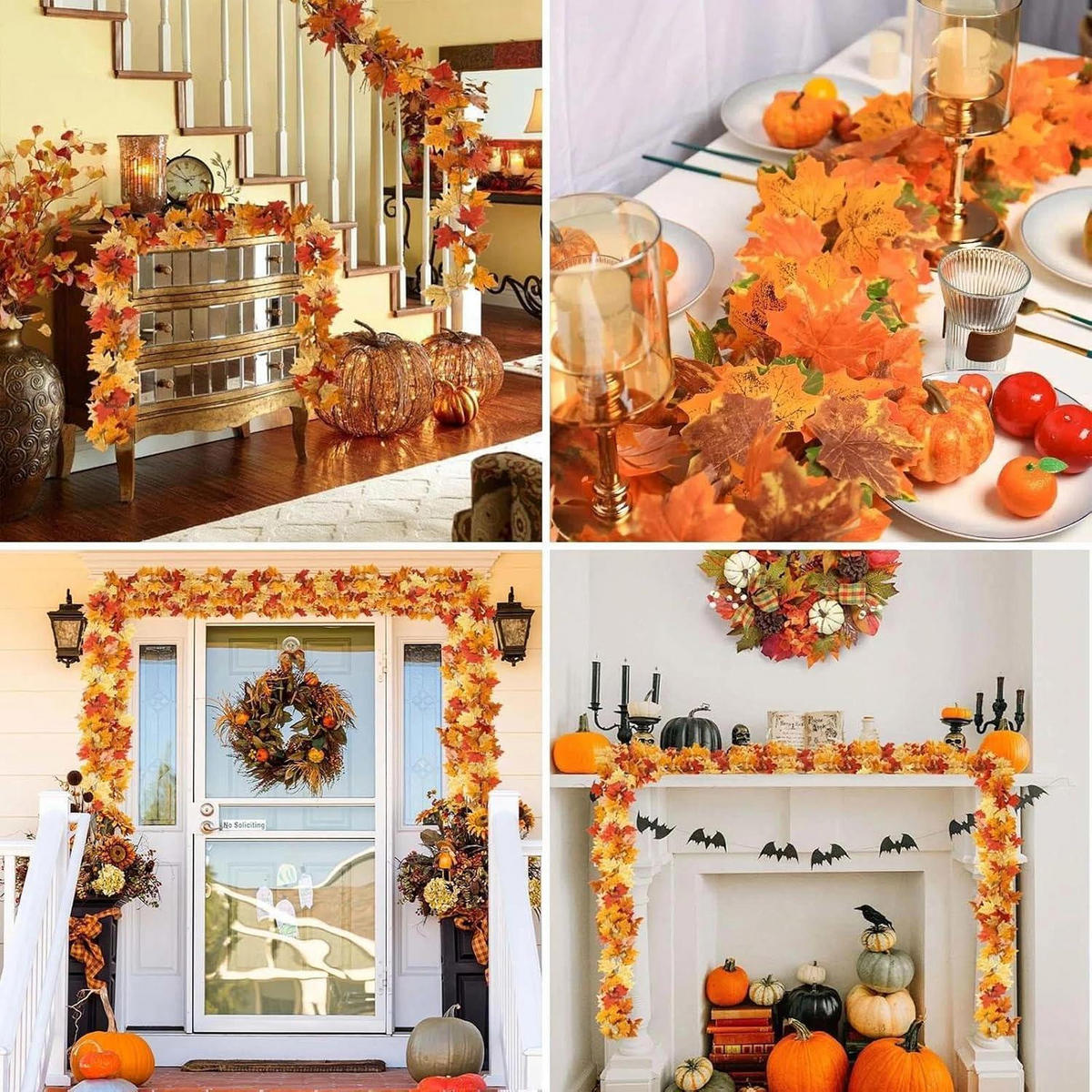 HERBSTGIRLANDE Ahornblätter 175 cm mit 2 Haken - Multicolor, Kunststoff (175cm)