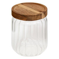 VORRATSDOSE aus Glas mit Holzdeckel Harmony 9/9/12,3 cm - Transparent, Glas (9/12.3/9cm) - 5five Simply Smart