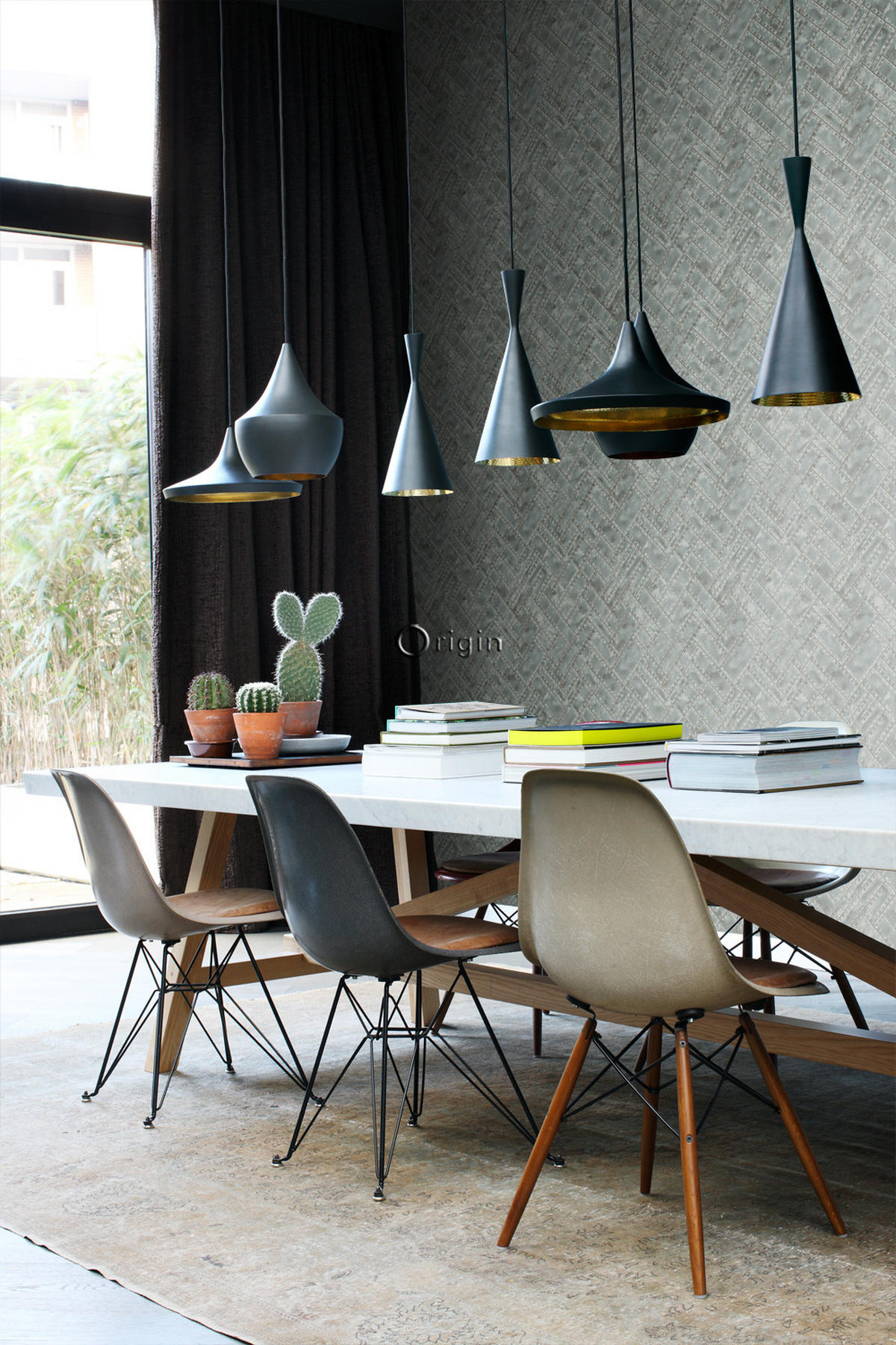 TAPETE Metallplatten 53 cm x 10.05 m - Grau, Papier (53/1000cm) - Origin Wallcoverings