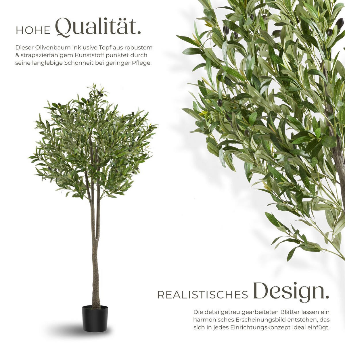 KÜNSTLICHER-OLIVENBAUM Oleand,stabiler Kunststoff-Blumentopf,grün - Grün, Kunststoff (150cm) - tectake