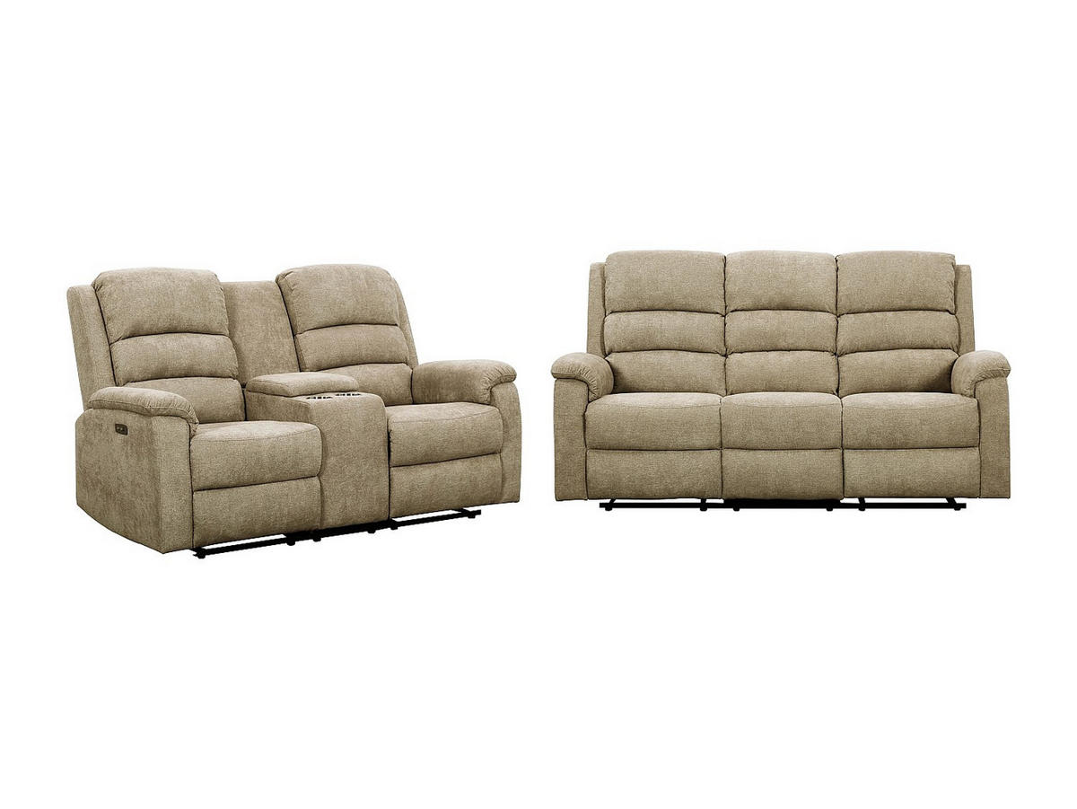COUCHGARNITUR - 5 Personen - stoff - taupe Nevers - Taupe, Textil (187/103/95cm) - Vente-Unique