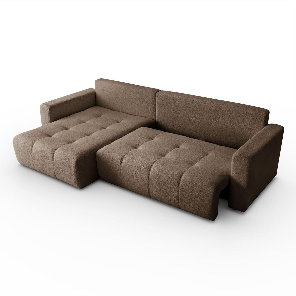 ECKSOFA VIENNA Stil Bettkasten und Funktionalität Bouclé Braun Links - Braun, Holz (143/261cm) - Kaiser Möbel