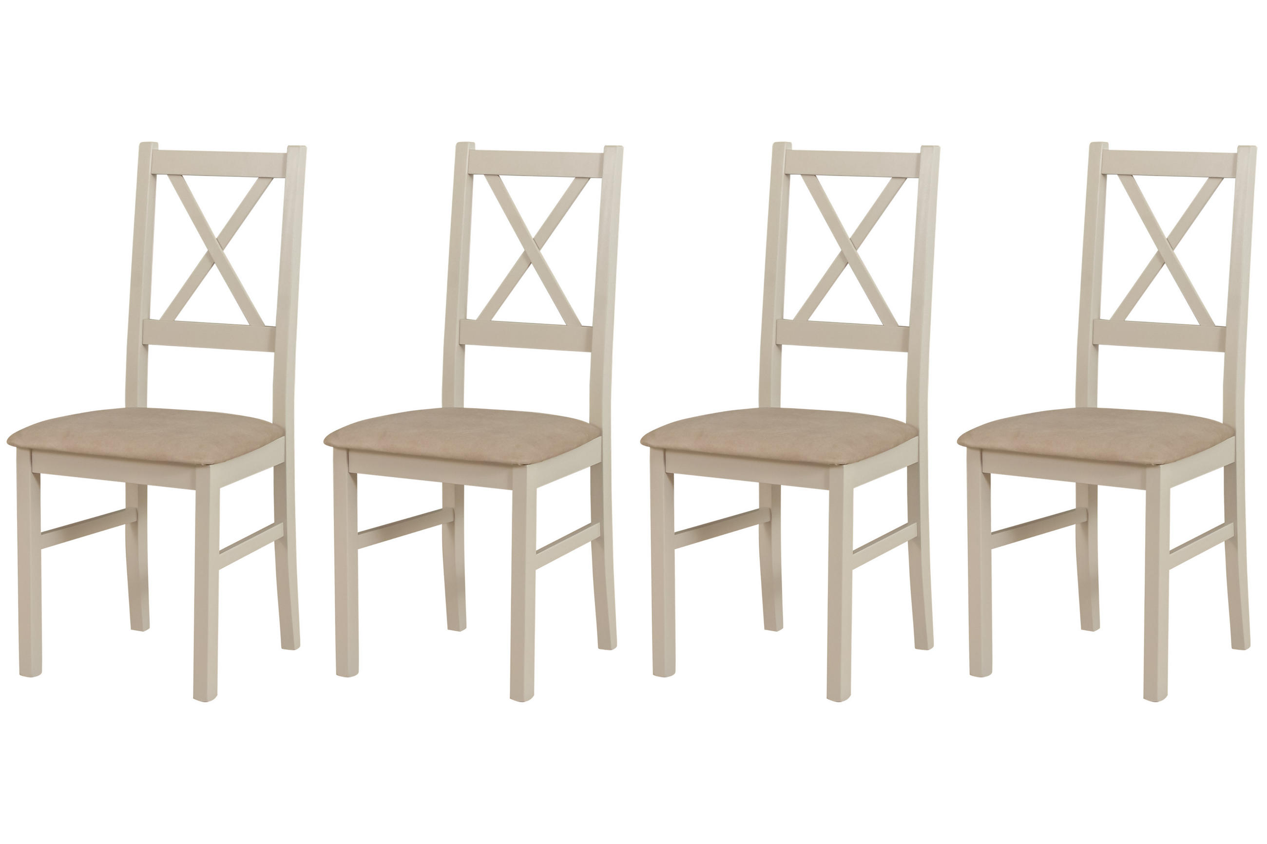 STUHL Nilo 10 (4er Set) - Ecru/Cappuccino, Holz (43/94/40cm) - Leaf Design