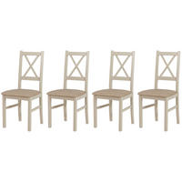 STUHL Nilo 10 (4er Set) - Ecru/Cappuccino, Holz (43/94/40cm) - Leaf Design