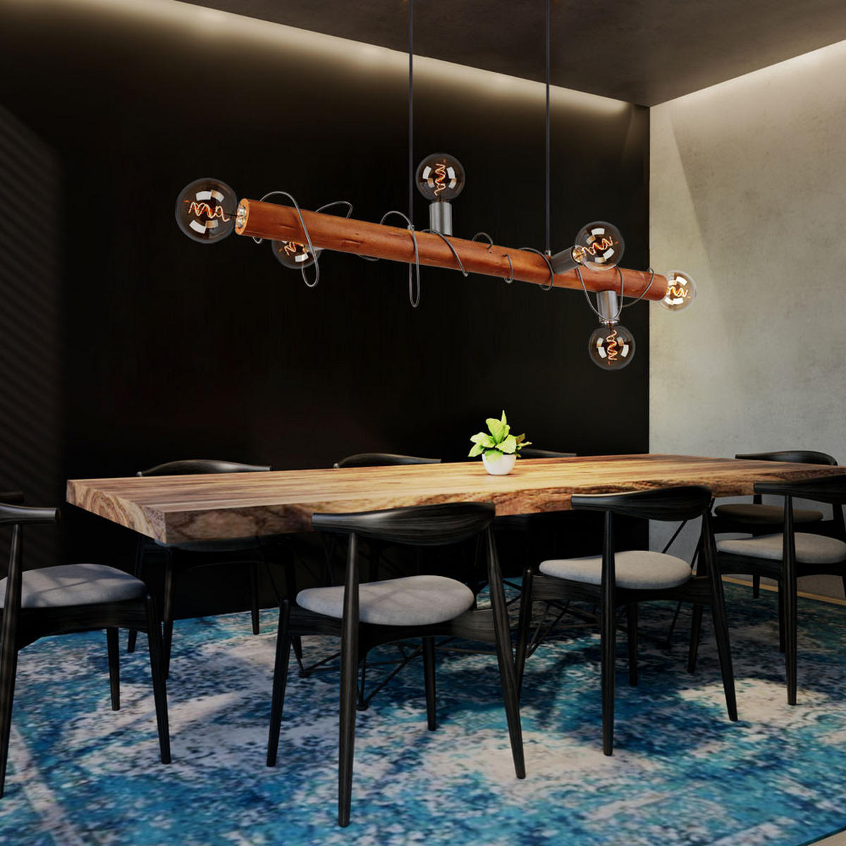 HÄNGELEUCHTE ALICE Holz Braun - Braun, Holz (100/20/120cm) - Globo Lighting