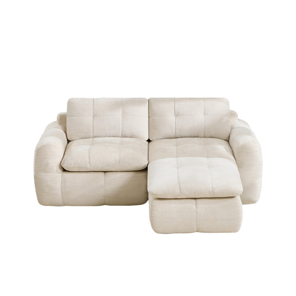ECKSOFA DE-34464 Karostepp-Design und Ottoman Beige - Beige, Textil (160/194cm) - ComfortXL