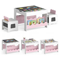 KINDERTISCH mit Stuhl rosa(3-tlg) - Pink, Holzwerkstoff (66/48/64cm) - COSTWAY