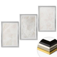 WANDBILDER 3er Set - 40x60 cm Silberner Rahmen - Die Struktur von elegantem Marmor - Silberfarben, Kunststoff (40/60cm) - ArtPrintCave