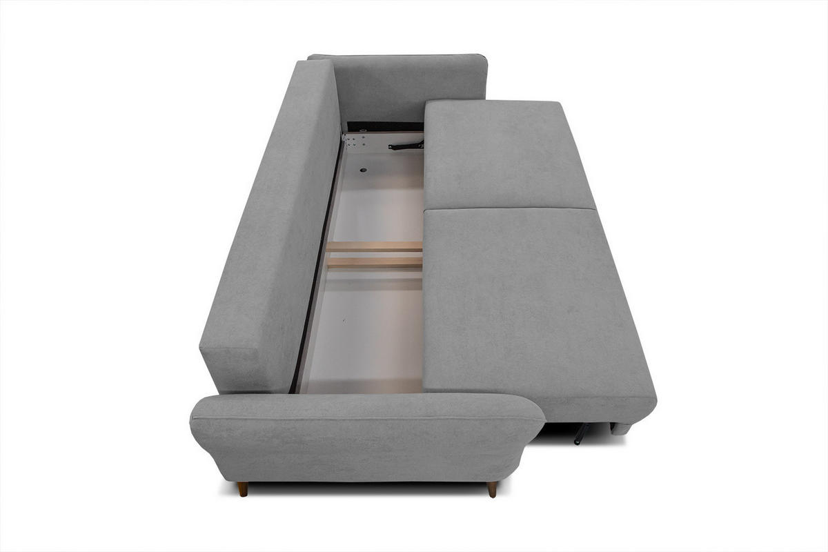 SOFA FIGARI 3-Sitzer mit Schlaffunktion, grau - Braun/Grau, Holz/Textil (232/90/107cm) - Courtois Laville
