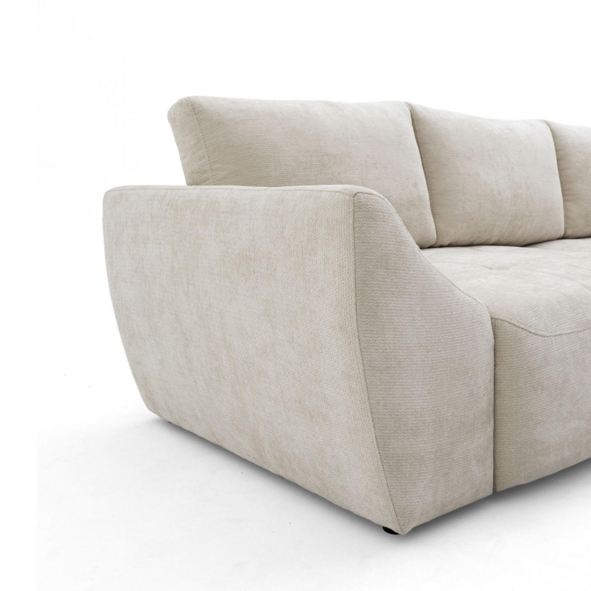 ECKSOFA NICE L Rechts mit Schlaffunktion 137x204 Chenille Beige - Beige/Schwarz, Holz/Textil (165/260cm) - Muffo