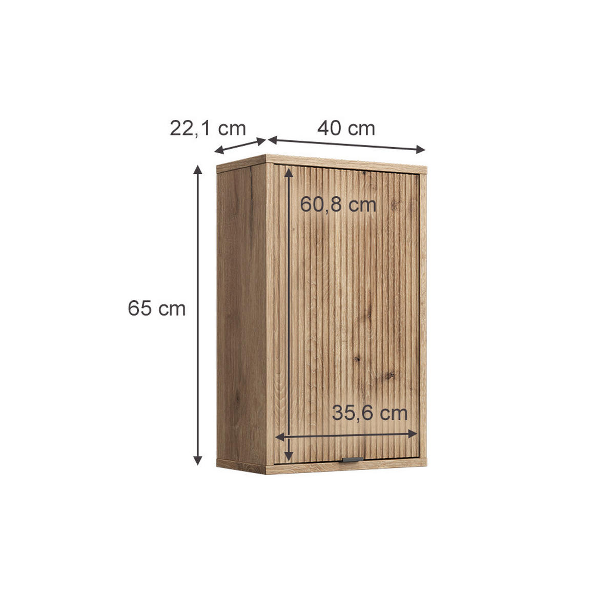 BADEZIMMER Eliza Viking Oak 40 x 65 cm mit eine Tür - Eiche Wotan, Holzwerkstoff (40/65/22.1cm) - Vicco