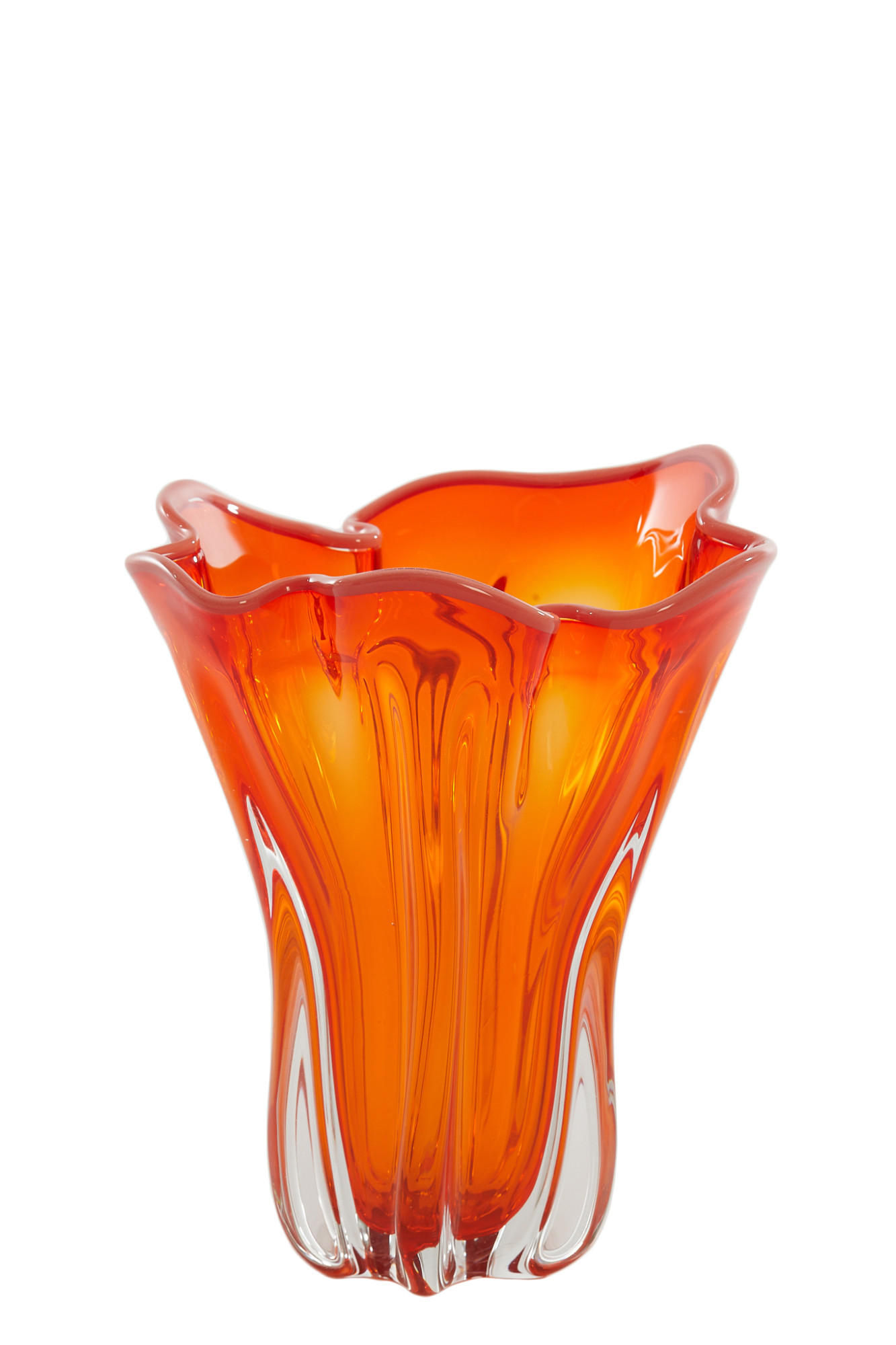 VASE Kazuno Orange Ø22/27 cm - Orange, Glas (22/27cm) - Light & Living