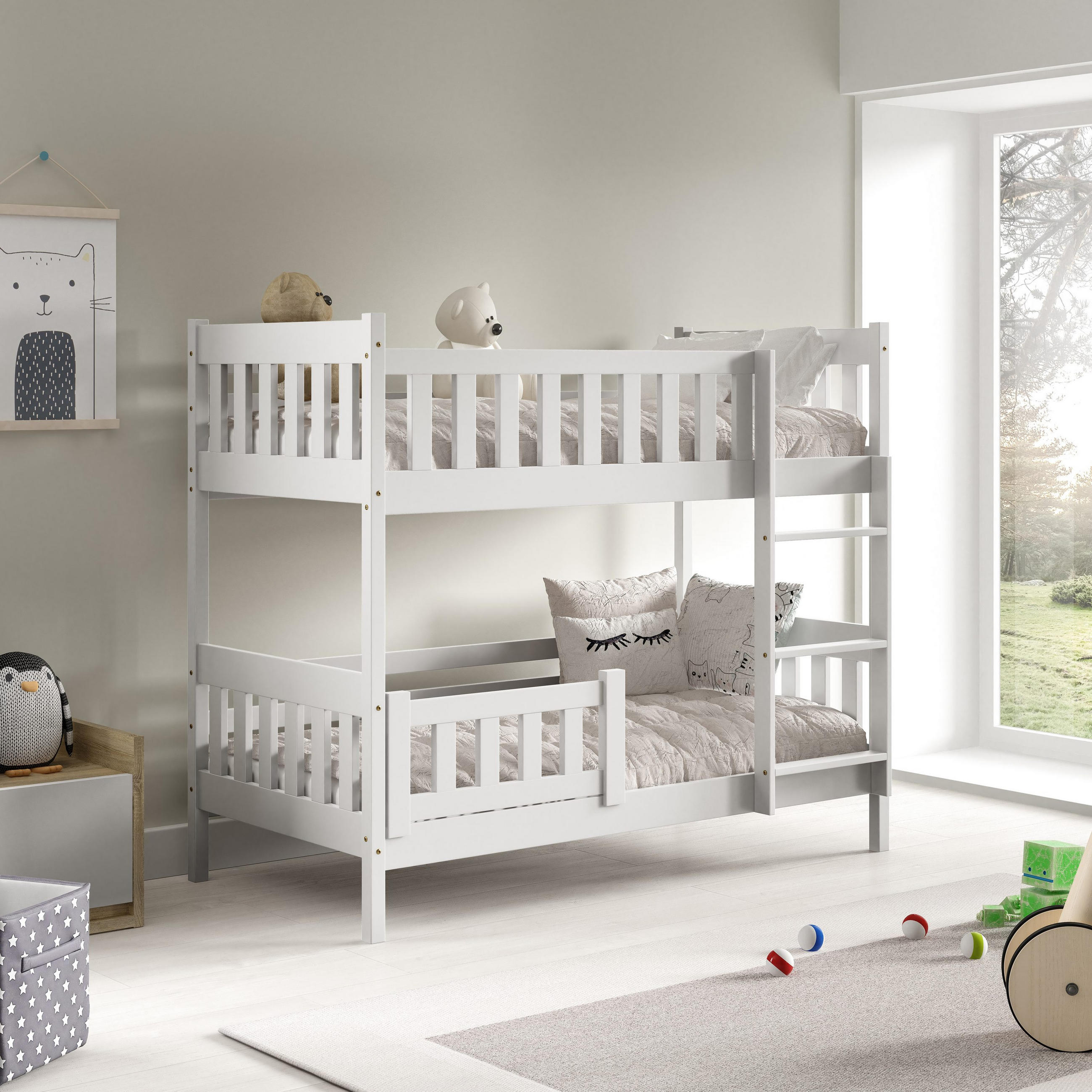 ETAGENBETT LUCIA 80x160 cm Weiß - Weiß, Holz (80/160cm) - MASSENO