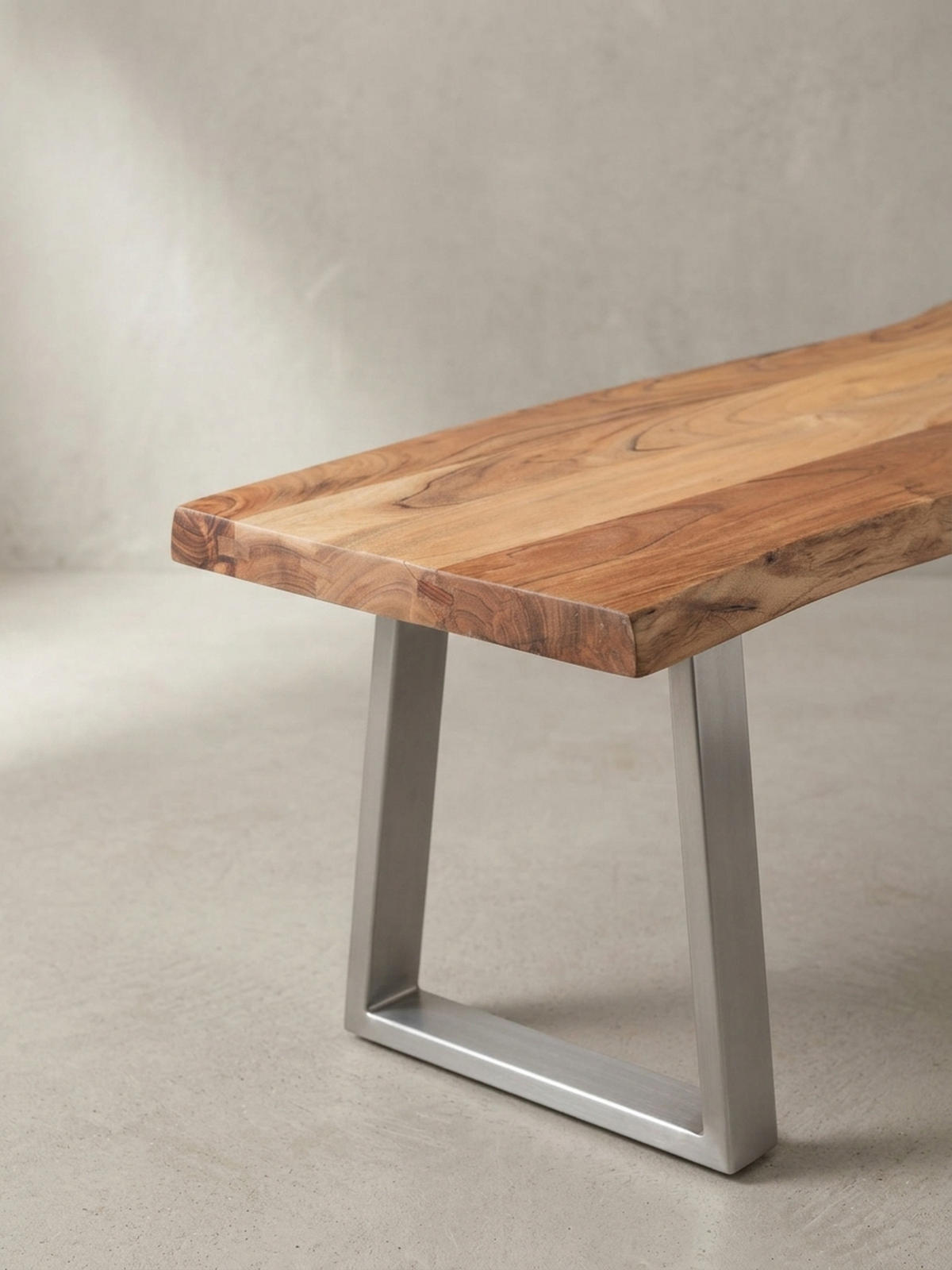 ESSZIMMERBANK Massivholz Metall Baumkante Chromgestell, Akazie 160x40x46 cm - Silberfarben/Braun, Holz/Metall (160/46/40cm) - KADIMA DESIGN