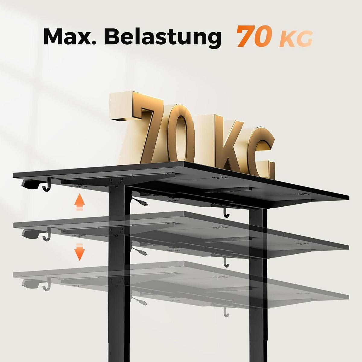SCHREIBTISCH Höhenverstellbar Elektrisch 180 x 80 cm Schwarz - Schwarz, Holzwerkstoff (180/80/75cm)