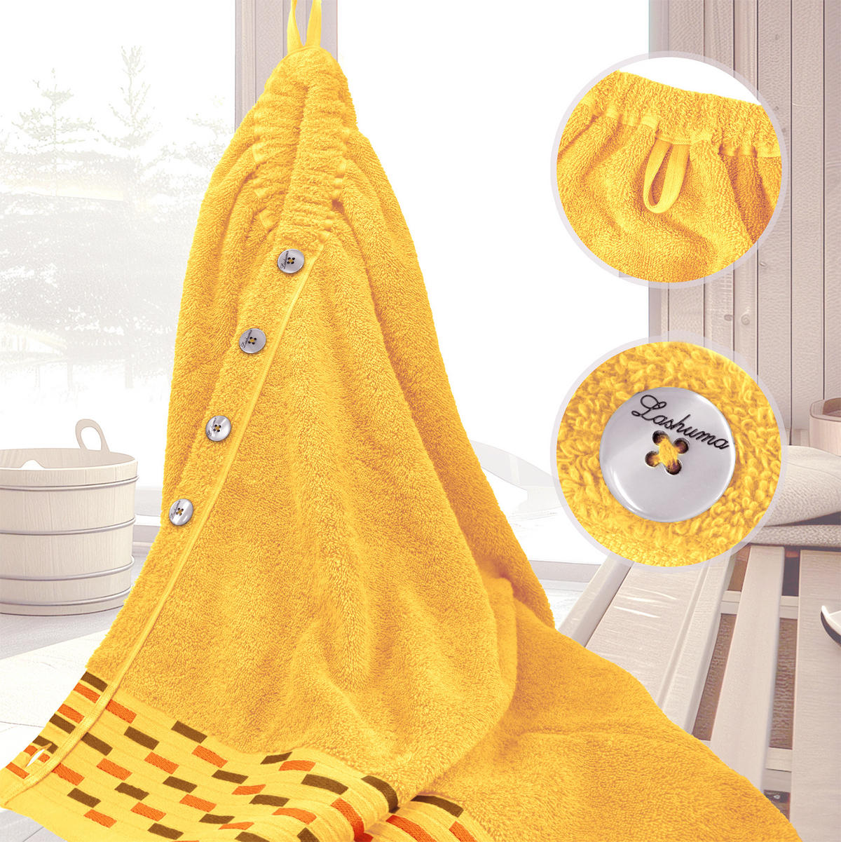 SAUNAKILT Dame Lugano Gelb - Gelb, Textil (150/75cm) - Lashuma