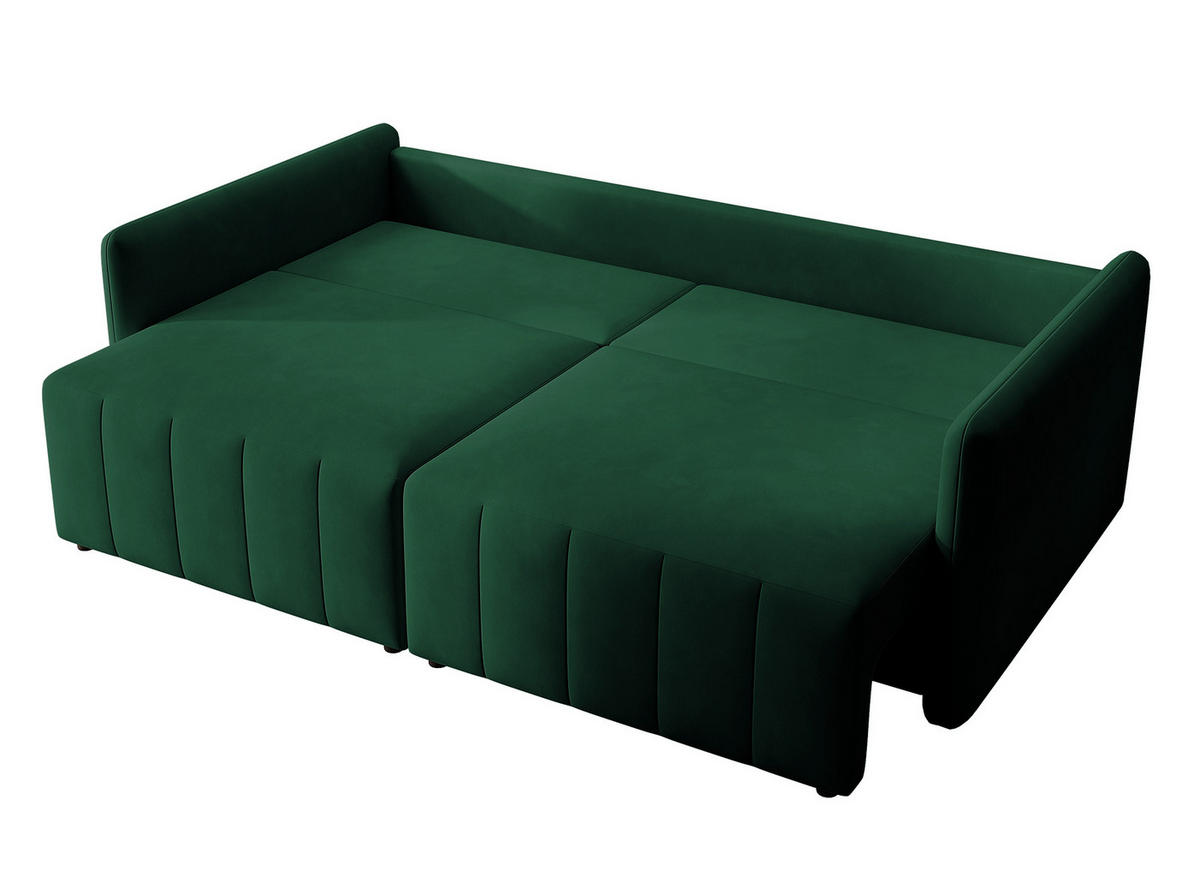SCHLAFSOFA Pierra Dunkelgrün hydrophober Samt - Dunkelgrün/Schwarz, Kunststoff/Textil (215/100/112cm) - Selsey