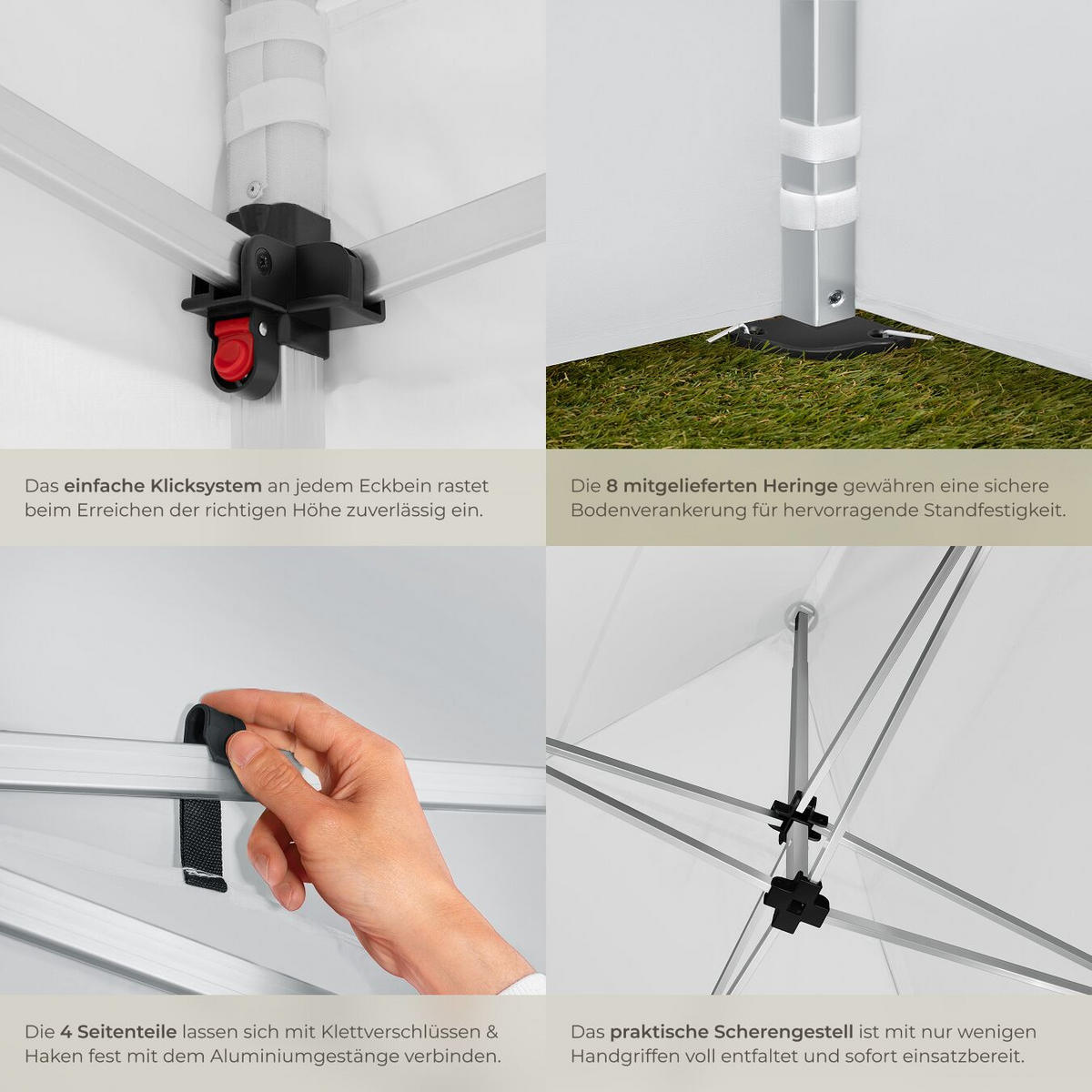 PAVILLON Olivia,inklusive Spannseilen, Heringen und Tragetasche,weiß - Weiß, Kunststoff (300/280/300cm) - tectake