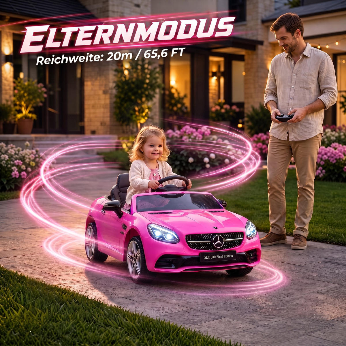 KINDER-ELEKTROAUTO Kunststoff Metall Rosa - Rosa, Kunststoff (107/62.5/44cm) - AIYAPLAY