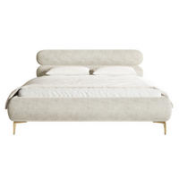 POLSTERBETT Roule Graubeige Chenille mit goldenen Metallbeinen 180 cm - Greige/Goldfarben, Textil/Metall (180/200cm) - Selsey