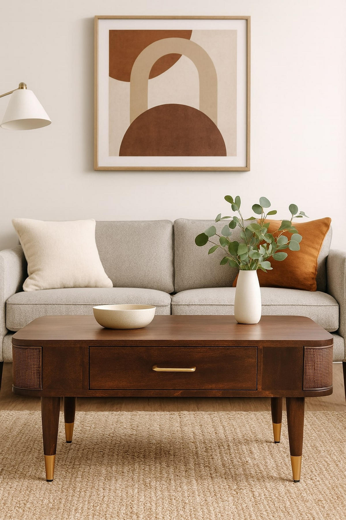 TISCH mit Samt-Mokka-Finish, 1 Schublade, dunkelbraun - Dunkelbraun/Goldfarben, Holz/Metall (55/85/41cm) - Artisan Furniture