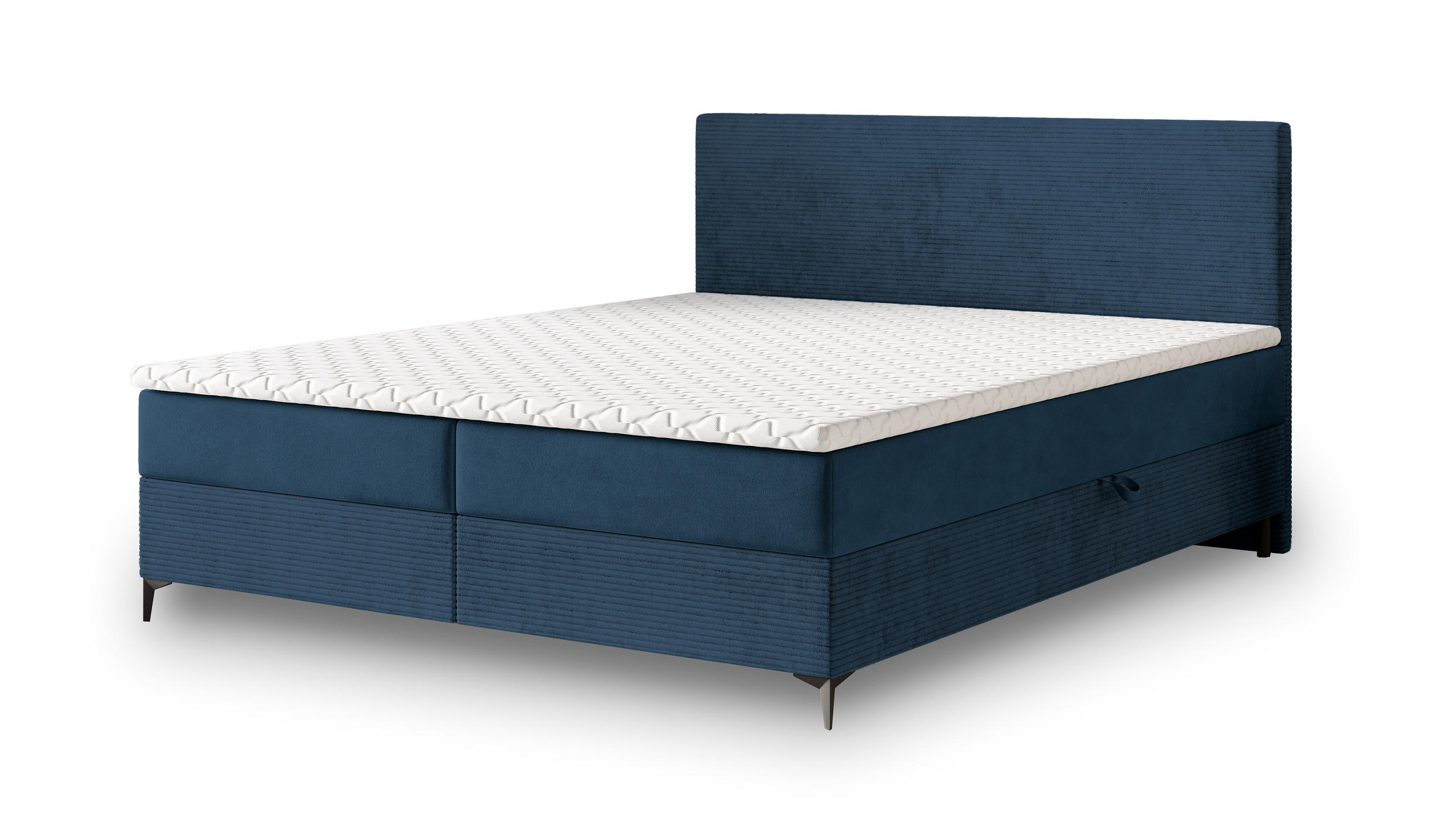 BOXBETT TORREL 160x200 cm mit Matratze und Topper - Blau - Blau, Holz (160/200cm) - MASSENO