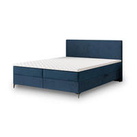 BOXBETT TORREL 160x200 cm mit Matratze und Topper - Blau - Blau, Holz (160/200cm) - MASSENO