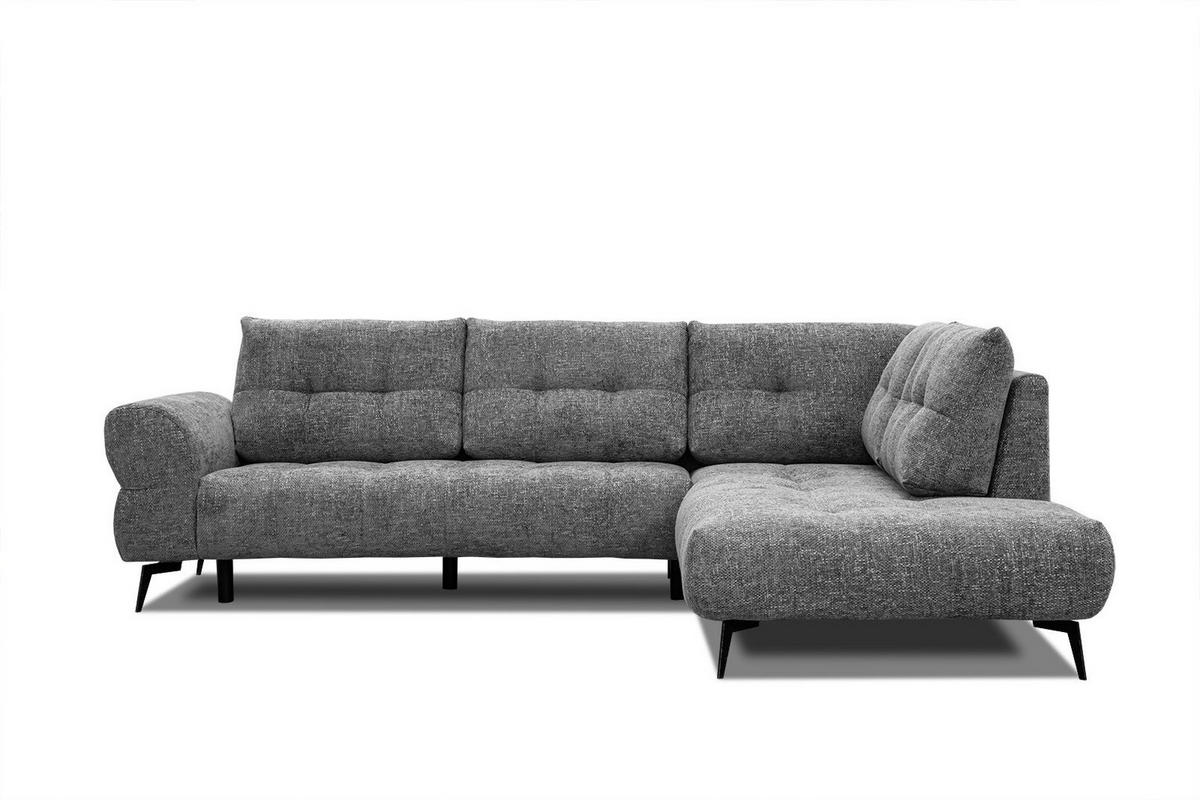 ECKSOFA SALVINI 5-Sitzer, dunkelgrau - Dunkelgrau/Schwarz, Holzwerkstoff/Textil (292/158cm) - Courtois Laville