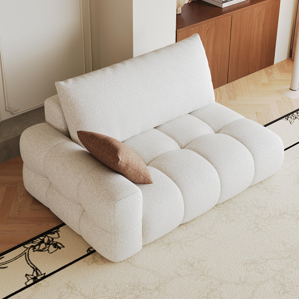 SOFAELEMENT DE-34768 linke 2‑Sitzer Cremeweiß - Creme, Textil (105/86/130cm) - ComfortXL