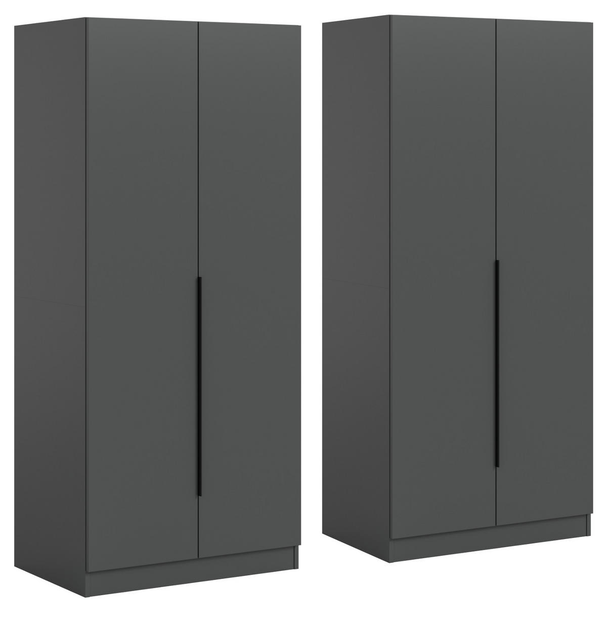 KLEIDERSCHRANK grau 4-türig 160 x 181 cm, Drehtürenschrank mit zusätzlichen Einlegeböden - Schwarz/Grau, Holzwerkstoff/Kunststoff (160/181/52cm) - Inn.Furn