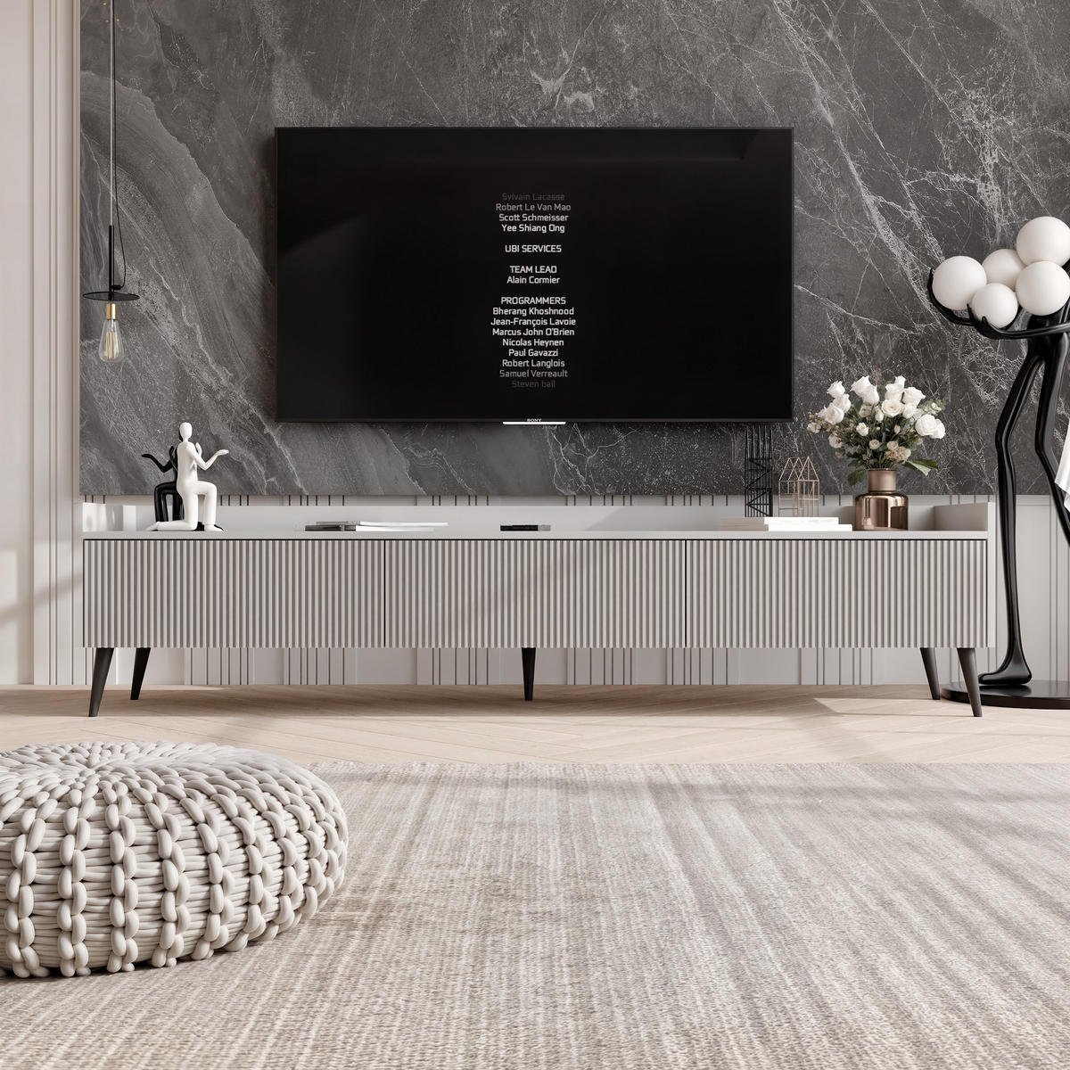 TV-LOWBOARD SCALA stehend, 180 cm Kaschmir - Kaschmir/Schwarz, Holzwerkstoff/Metall (180/45/41cm) - Idohome