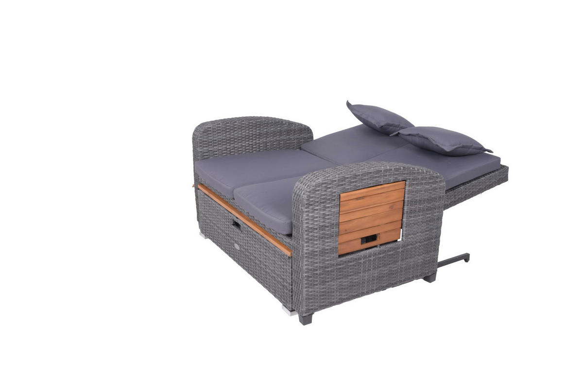 GARTENSOFA Olivia Gartenliege - Anthrazit, Holz (116/95/73cm) - DELUKE