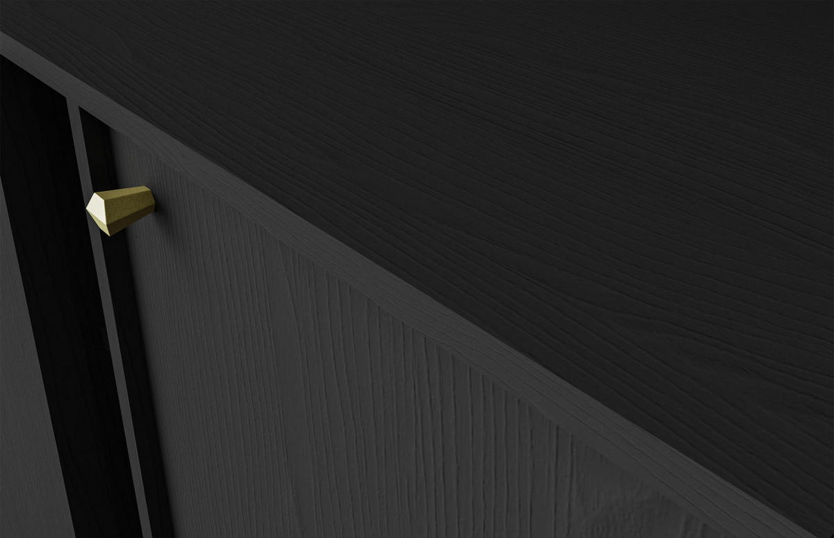 SIDEBOARD Oktio Schwarz-Graphit 84 cm - Goldfarben/Schwarz, Holzwerkstoff/Metall (83.6/95/40.8cm) - Selsey