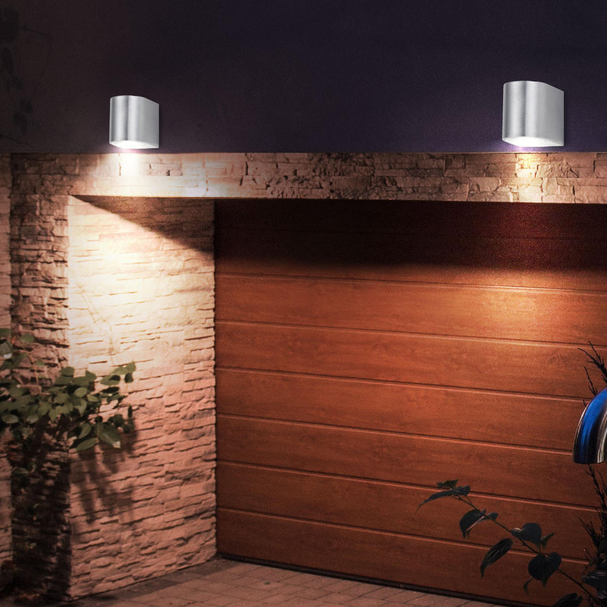 LED AUSSEN-WANDLEUCHTE Silber gebürstet 2er Set - Silberfarben, Glas (7/8/9.4cm)