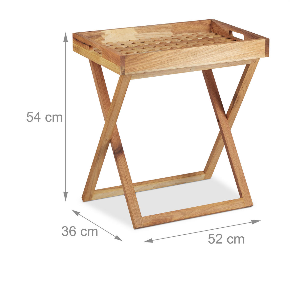 TABLETTTISCH - Hellbraun, Holz (52/36/54cm) - Relaxdays