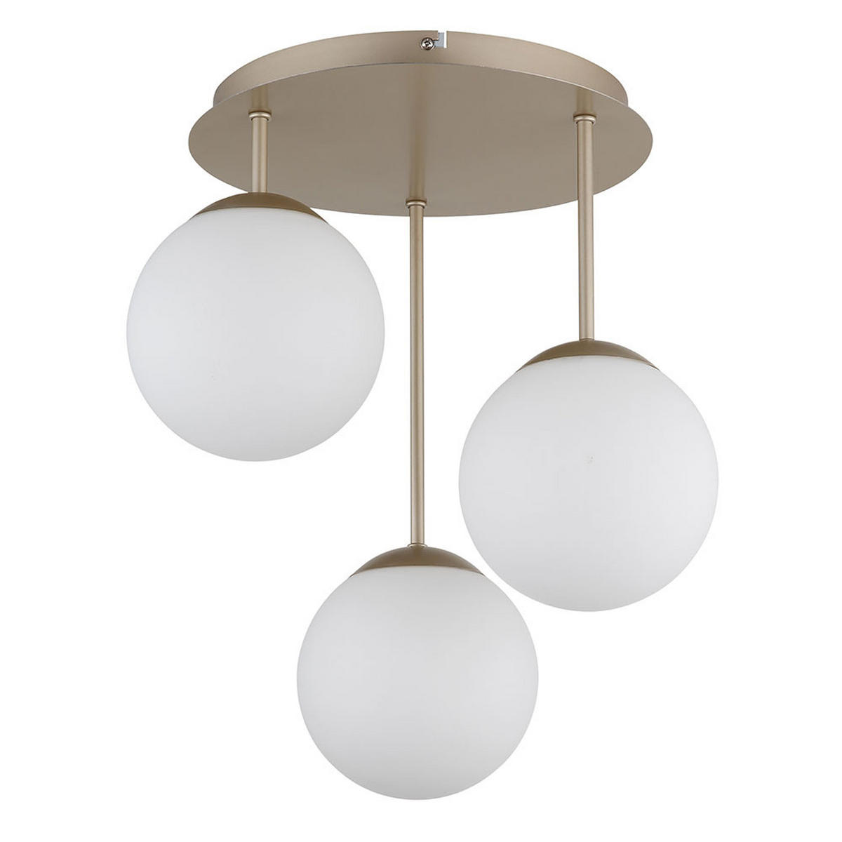 DECKENLEUCHTE HARMON Metall Champagner matt Glas opal 3x E14 - Champagner, Glas (34/32.5/40cm) - Globo Lighting