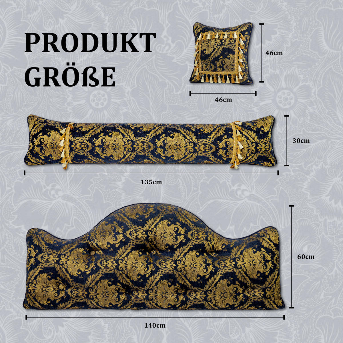 NACHTTISCHKISSEN Goldblume Blau 60*140cm 4er-set - Blau, Textil (15/140cm) - Vercart