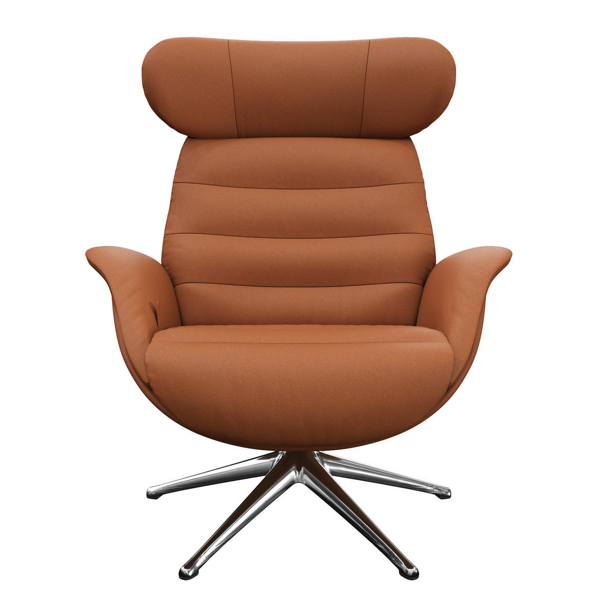 RELAXSESSEL - Kastanienfarben, Leder/Metall (90/107/90cm) - home24