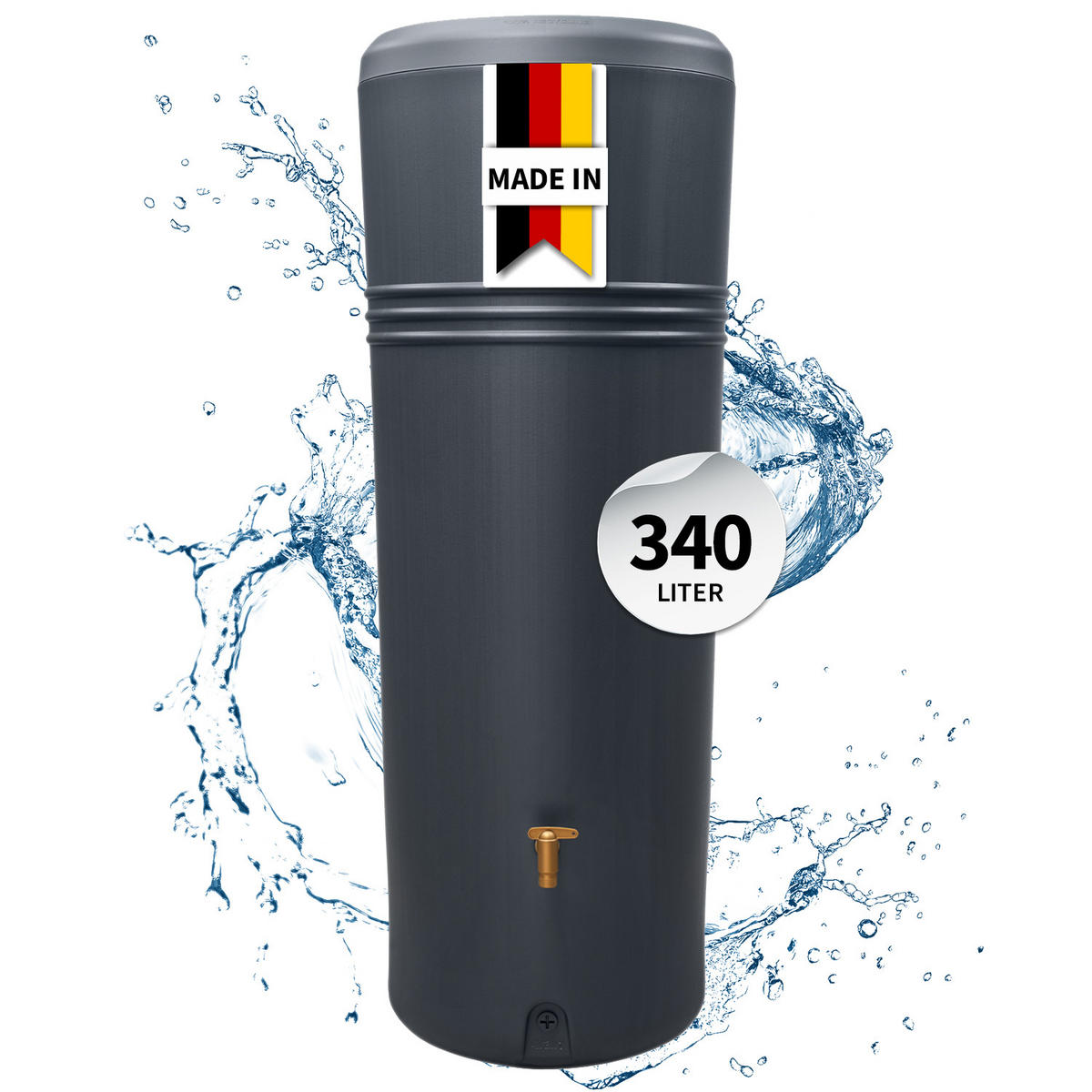 2IN1 Regentonne 340 L, graphite grey inkl. Pflanzschale - Grau, Kunststoff (59/156/59cm) - 4rain