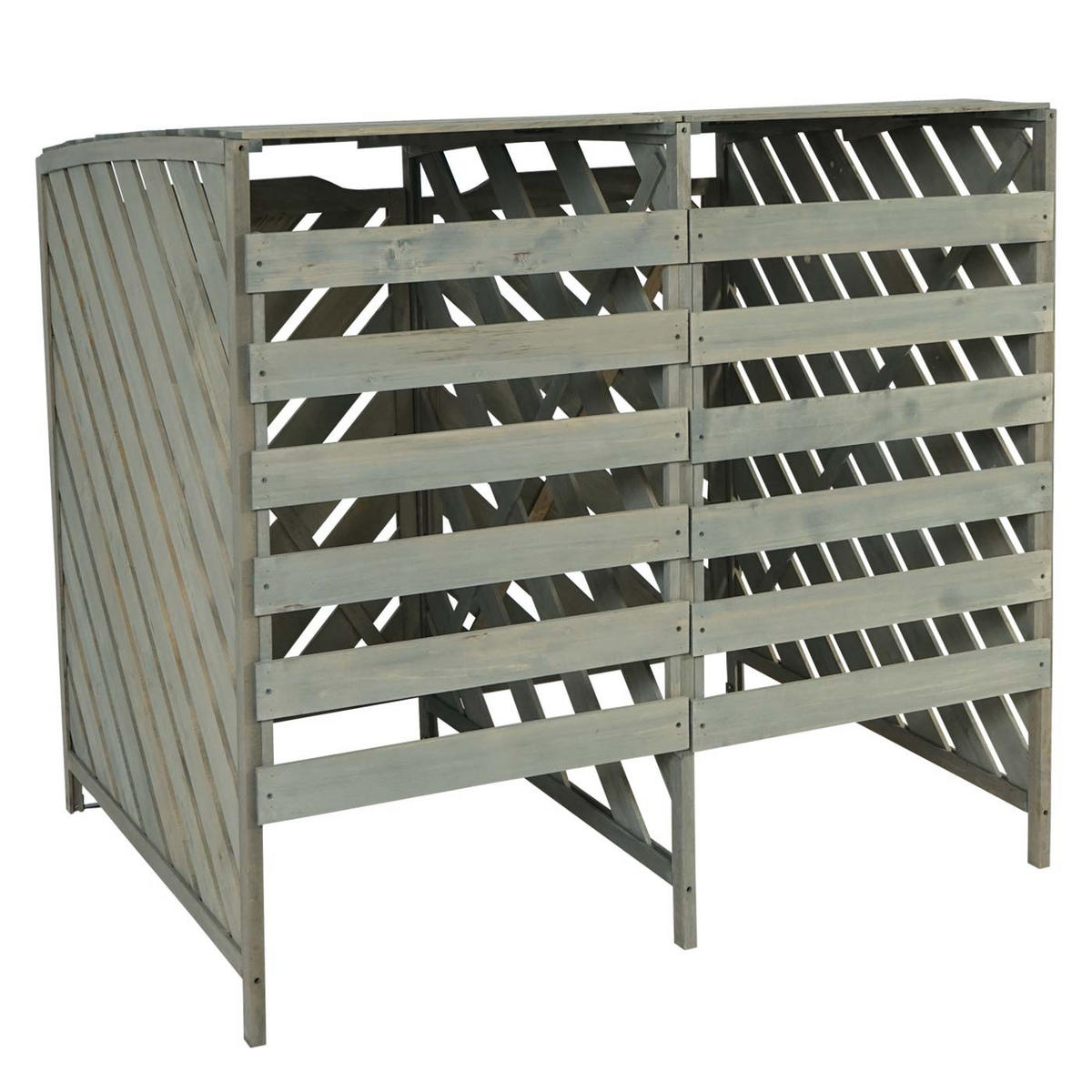 MÜLLTONNENBOX XL 2er-/4er HxBxT 121x133x98cm Grau Holz -zertifziert - Grau, Holz (133/121/98cm) - PROREGAL