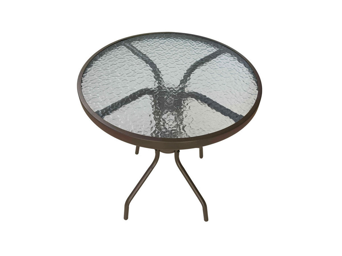 GARTENTISCH Ibiza Ø60x70 cm, Metall/Glas, Braun - Braun, Glas (60/60/70cm) - dasmöbelwerk