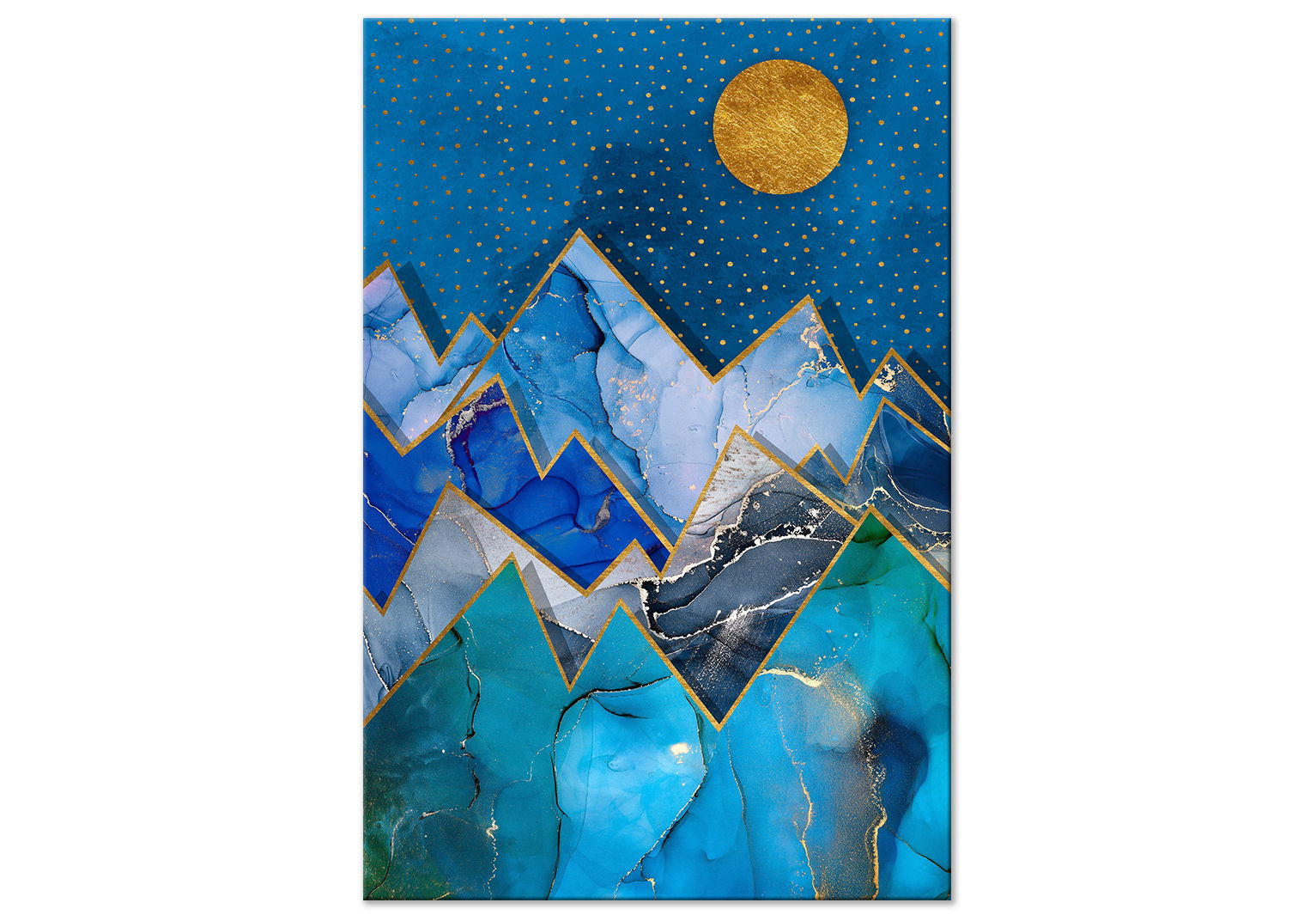 KUNSTDRUCK Blau 80/120 cm - Blau/Goldfarben, Textil (80/120cm) - KUNSTLOFT